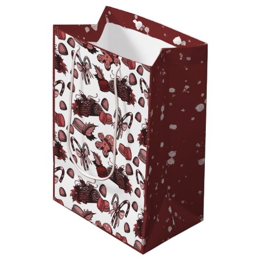 Kerstsnoep- Pepermunt (vast) Medium Cadeauzakje (Voorkant Gekanteld)