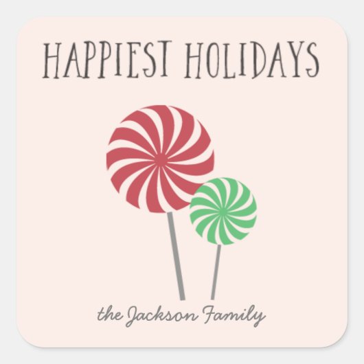 kerstSnoep rood en groen Vierkante Sticker (Voorkant)