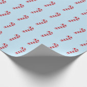 kerstsnoepje lichtblauw rood patroon schattig cadeaupapier (Hoek)