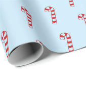 kerstsnoepje lichtblauw rood patroon schattig cadeaupapier (Rol Hoek)