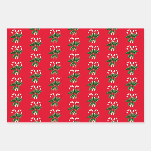 kerstsnoepjes en Holly Inpakpapier Vel (Voorkant 2)