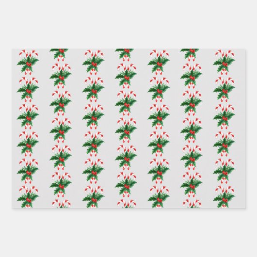 kerstsnoepjes en Holly Inpakpapier Vel (Voorkant)