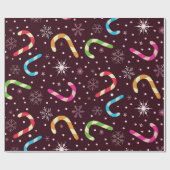 kerstsnoepjes en sneeuwvlokken cadeaupapier (Vlak)