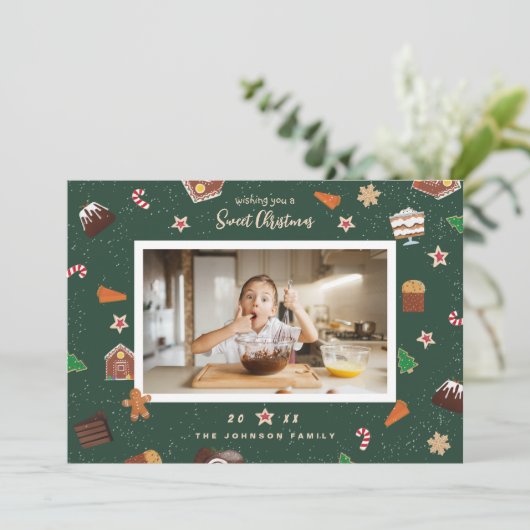 Kerstsnoepjes Foto Kerstkaart (Staand voorkant)