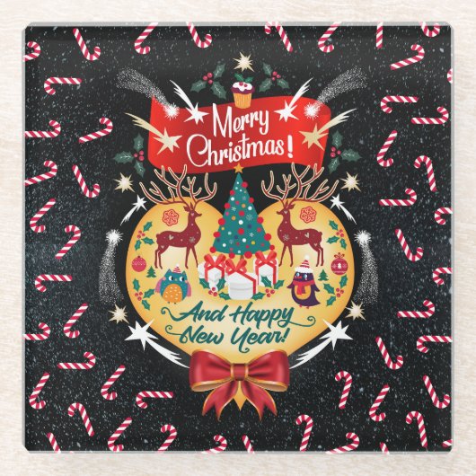 kerstSnoepjes Glazen Onderzetter (Voorkant)