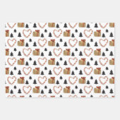 kerstsnoepjes, harten, bomen en cadeautjes inpakpapier vel (Voorkant 3)