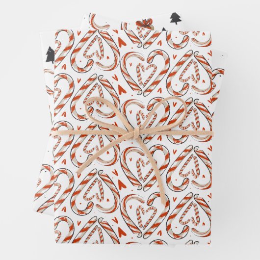 kerstsnoepjes, harten, bomen en cadeautjes inpakpapier vel (In situ)