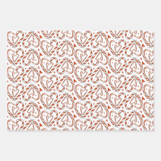 kerstsnoepjes, harten, bomen en cadeautjes inpakpapier vel (Voorkant)