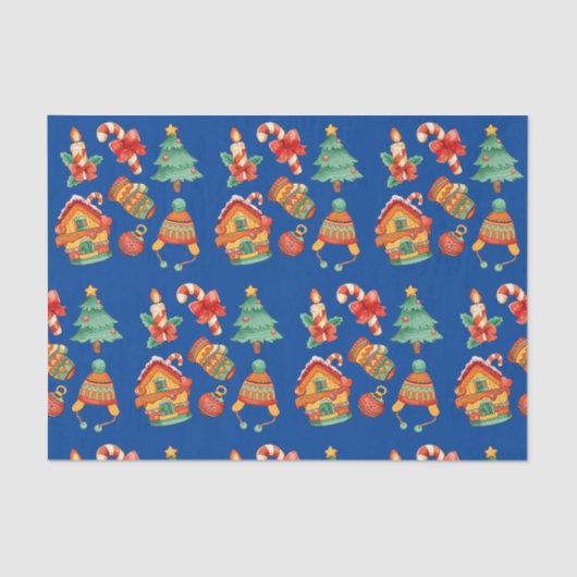 kerstsnoepjes, kaarsen en bomen tissuepapier (Voorkant)