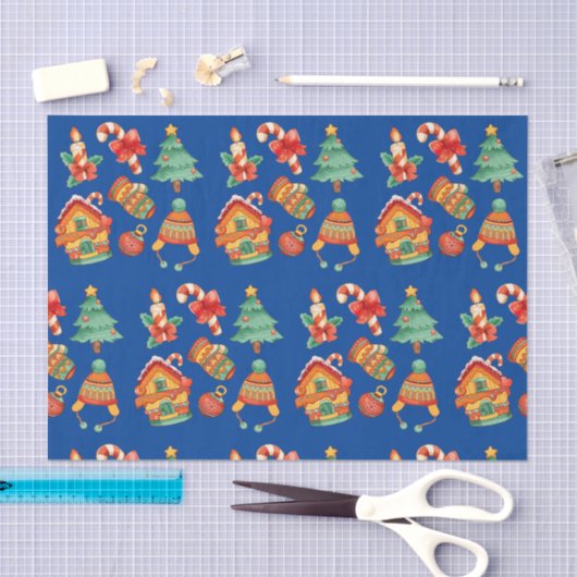 kerstsnoepjes, kaarsen en bomen tissuepapier (Craft)