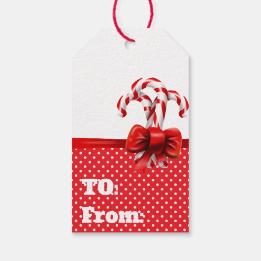 kerstsnoepjes met rode en witte Stippen Cadeaulabel (Achterkant)