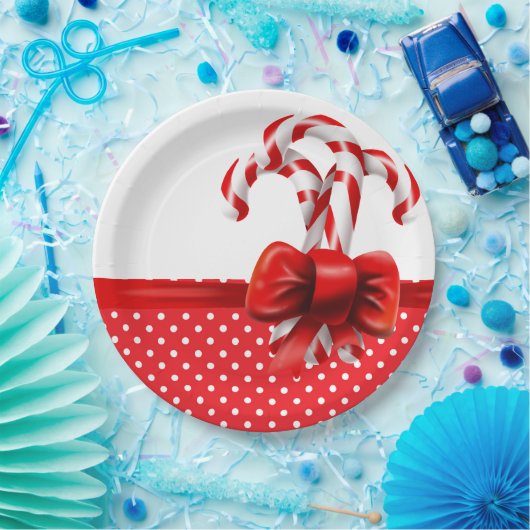 kerstsnoepjes met rode en witte Stippen Papieren Bordje (Feest)