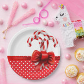 kerstsnoepjes met rode en witte Stippen Papieren Bordje (Feest)