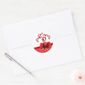 kerstsnoepjes met rode en witte Stippen Ronde Sticker (Envelop)