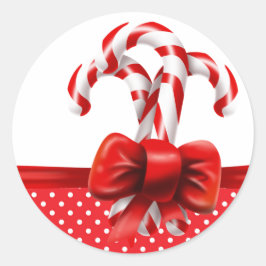 kerstsnoepjes met rode en witte Stippen Ronde Sticker