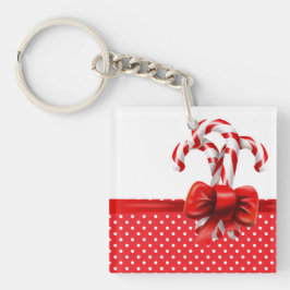 kerstsnoepjes met rode en witte Stippen Sleutelhanger