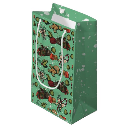 Kerstsnoepjes- Mint (Kleur) Klein Cadeauzakje (Voorkant Gekanteld)