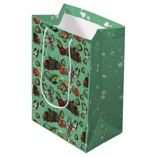 Kerstsnoepjes- Mint (Kleur) Medium Cadeauzakje (Voorkant Gekanteld)