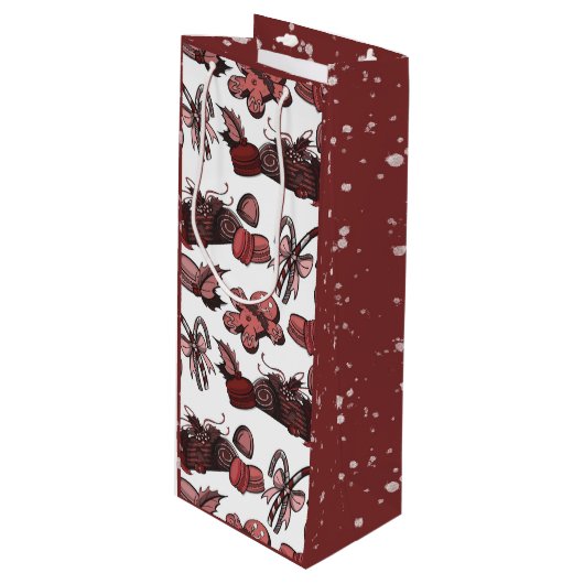 Kerstsnoepjes- Pepermunt (vast) Wijn Cadeautas (Voorkant Gekanteld)
