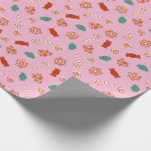 kerstsnoepjes - roze cadeaupapier (Hoek)