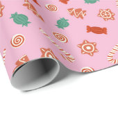 kerstsnoepjes - roze cadeaupapier (Rol Hoek)