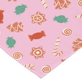 kerstsnoepjes - roze korte tafelloper (Hoek)