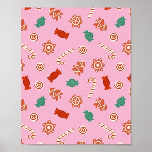 kerstsnoepjes - roze poster (Voorkant)