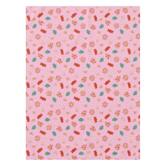 kerstsnoepjes - roze tafelkleed (Voorkant)
