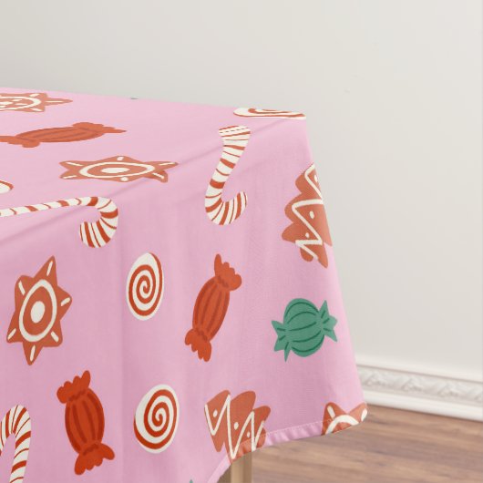kerstsnoepjes - roze tafelkleed (Voorbeeld)