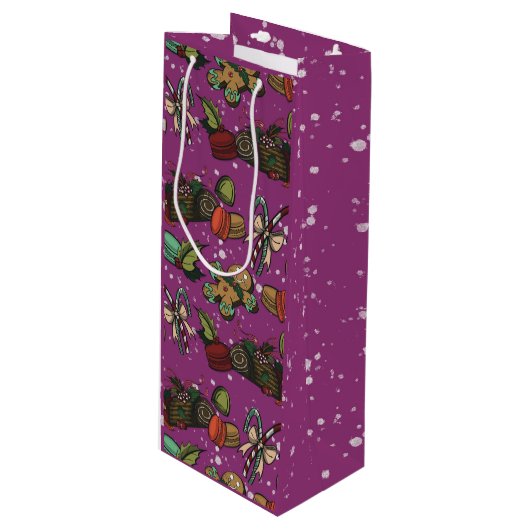 Kerstsnoepjes- Suikerpruim (Kleur) Wijn Cadeautas (Voorkant Gekanteld)