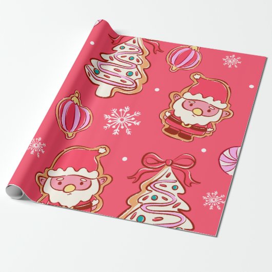 Kerstsnoepjes van Gemberkoek Cadeaupapier (Uitgerold)