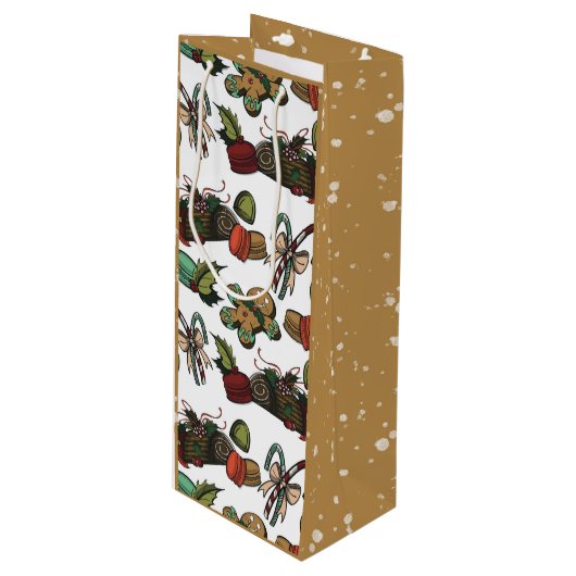 Kerstsnoepjes Wijn Cadeautas (Voorkant Gekanteld)
