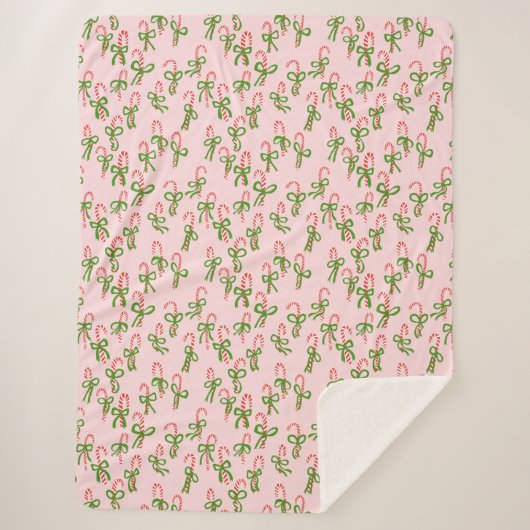 kerstsnoepjes Xmas Holiday Minty Sherpa Deken (Voorkant)