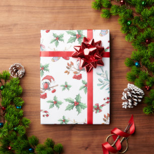 kerstsnoepkanen en Holly Cadeaupapier