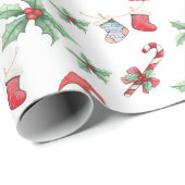 kerstsnoepkanen en Holly Cadeaupapier (Rol Hoek)