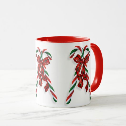 kerstsnoepkanen en linten mok (Voorkant rechts)