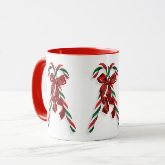 kerstsnoepkanen en linten mok (Voorkant links)