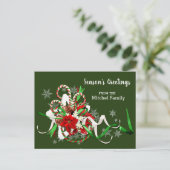 kerstsnoepkanen en Poinsettia Seizoen Briefkaart (Staand voorkant)