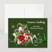 kerstsnoepkanen en Poinsettia Seizoen Briefkaart (Voorkant / Achterkant)