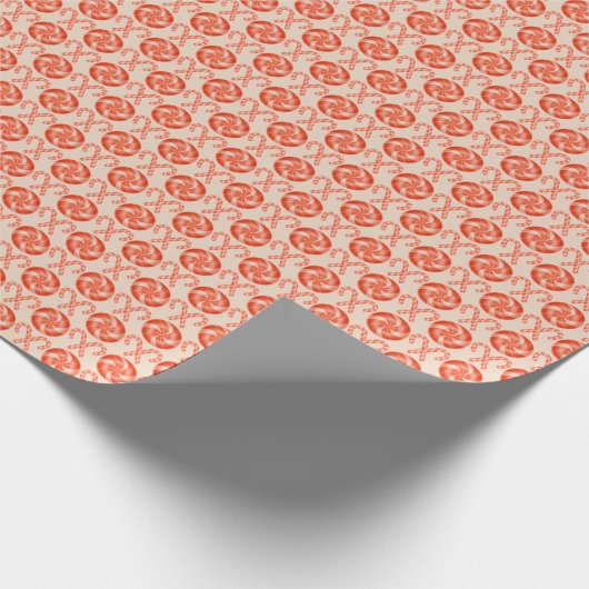 kerstsnoepkanen en Snoep Peppermint Pattern Cadeaupapier (Hoek)