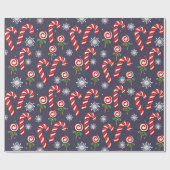 kerstsnoepkanes Holiday Lollipops Snowflakes Cadeaupapier (Vlak)