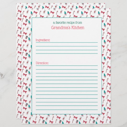 kerstsnoeppatroon papier (Voorkant / Achterkant)