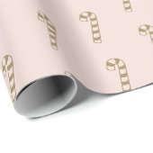 kerstsnoepriet blauw roze goudpatroon schattig cadeaupapier (Rol Hoek)