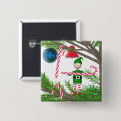 kerstsnoepriet Elf Vierkante Button 5,1 Cm (Voorkant /achterkant)