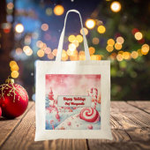 Kerstsnoepriet gepersonaliseerde chef-kok cadeau tote bag
