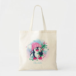 kerstsnoepriet Penguin - Gepersonaliseerde naam Tote Bag
