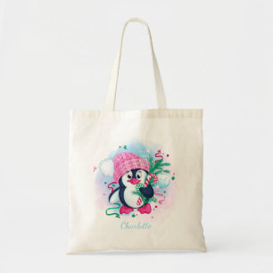 kerstsnoepriet Penguin - Gepersonaliseerde naam Tote Bag