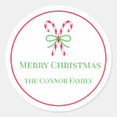 kerstsnoepriet ronde sticker (Voorkant)