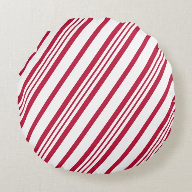 kerstsnoepriet Stripe Rond Kussen (Voorkant)