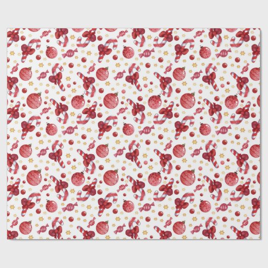 kerstsnoepsuikerriet en kerstriet cadeaupapier (Vlak)